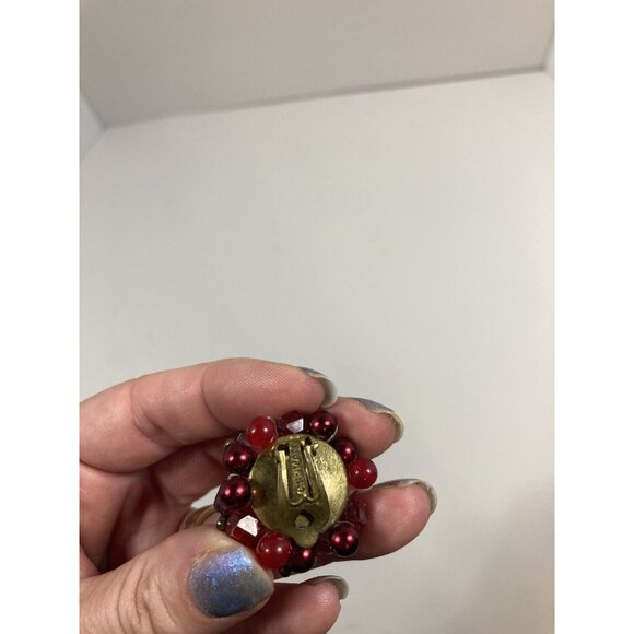 Vtg Red Cluster Womens Clip On Earrings Made in Germany - Picture 6 of 7